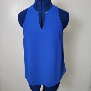 Naked Zebra Womens Blue Sleeveless Sheer Lined Blouse S